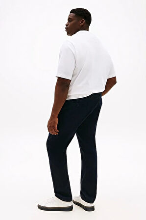 Erkek Th Denton Satin Straight Chino Pantolon - Lacivert | 44/32