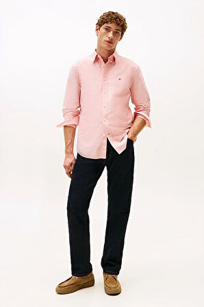 Erkek Regular Fit Düğmeli Yaka Oxford Gömlek - Açık Pembe | XL