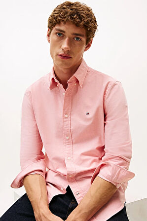 Erkek Regular Fit Düğmeli Yaka Oxford Gömlek - Açık Pembe | XL