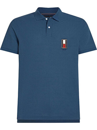 Tommy Hilfiger Dikey Bayrak Polo Yaka Tişört Mavi