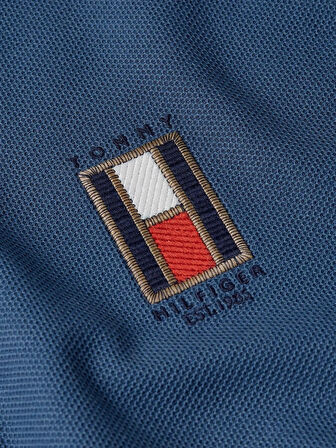 Tommy Hilfiger Dikey Bayrak Polo Yaka Tişört Mavi