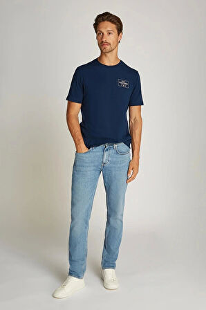 Tommy Hilfiger Erkek Lacivert Monogram Logolu T-Shirt
