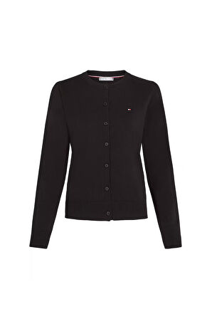 Kadın CO Jersey Stitch Düğmeli Hırka - Siyah  | S