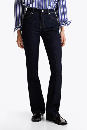 Kadın Bootcut Orta Bel Jeans Pantolon - Lacivert | 29/28