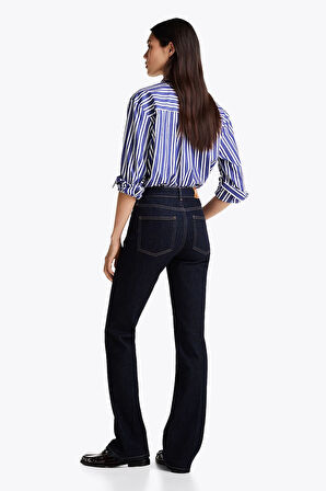 Kadın Bootcut Orta Bel Jeans Pantolon - Lacivert | 29/28