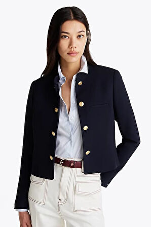 Kadın Slim Fit Mandarin Yaka Blazer Ceket - Lacivert | 40