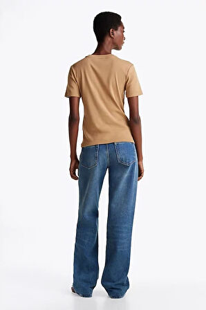 Kadın Slim Fit T-Shirt - Açık Kahverengi | L