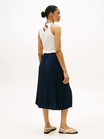 Tommy Hilfiger FLUID PLEATED PULL ON MIDI SKIRT Kadın Mavi Etek WW0WW43886C1G