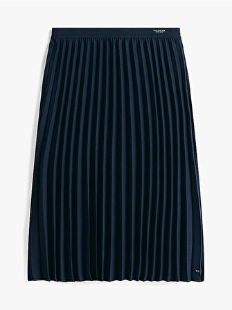 Tommy Hilfiger FLUID PLEATED PULL ON MIDI SKIRT Kadın Mavi Etek WW0WW43886C1G
