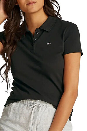 Kadın Tjw Slim Polo T-Shirt - Siyah | XS