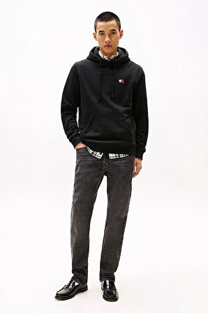 Erkek Reg Badge Kapüşonlu Sweatshirt - Siyah | M