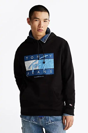 Erkek Kapüşonlu Sweatshirt - Siyah | XS