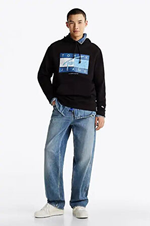 Erkek Kapüşonlu Sweatshirt - Siyah | XS