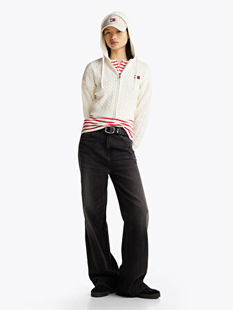 TOMMY HILFIGER TJW BADGE CABL HOOD CARDIGAN EXT Hırka