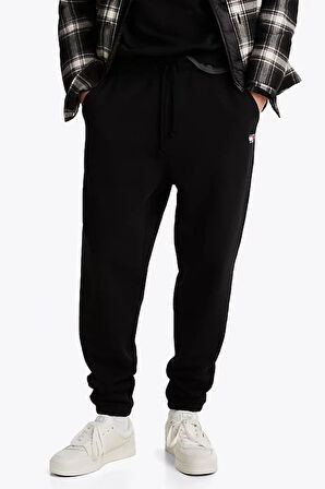 Erkek TJM Tommy Rozet Bağcıklı Jogger Pantolon - Siyah | M