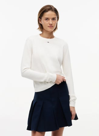 Tommy Jeans Beyaz Kadın Bisilet Yaka Kazak DW0DW20159YBH