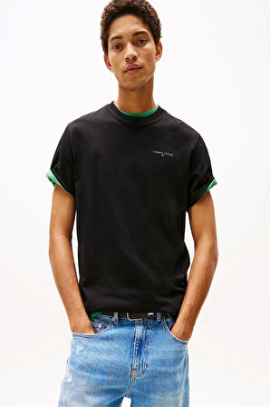 Tommy Jeans  Logolu Siyah  Slim T-Shirt