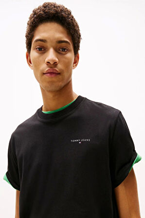 Tommy Jeans  Logolu Siyah  Slim T-Shirt