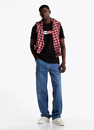 Tommy Jeans Bisiklet Yaka Siyah Erkek T-Shirt DM0DM20365BDS TJM SLIM ENTRY GRA