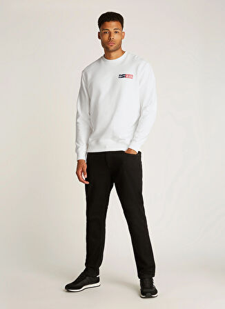 Tommy Hilfiger Bisiklet Yaka Ekru Erkek Sweatshırt DM0DM20341YBL TJM REG ENTRY GRAPHIC