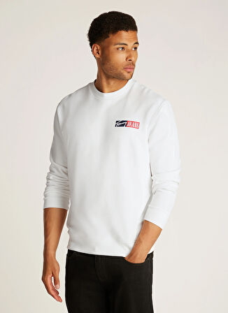 Tommy Hilfiger Bisiklet Yaka Ekru Erkek Sweatshırt DM0DM20341YBL TJM REG ENTRY GRAPHIC