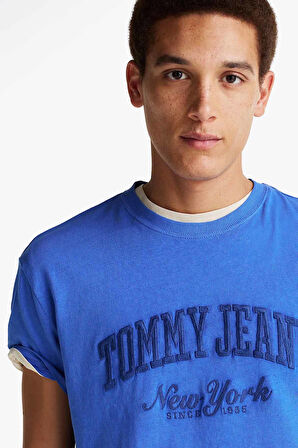 Erkek Tjm Vintage Varsity T-Shirt - Mavi | M