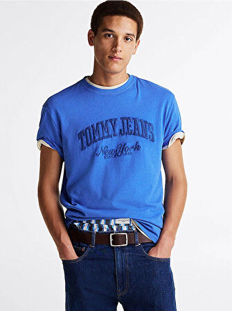 Tommy Hilfiger Erkek  Mavi  Tjm  Reg  Varsity T-Shirt