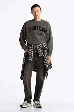 Erkek Vintage Rahat Sweatshirt - Siyah | XS