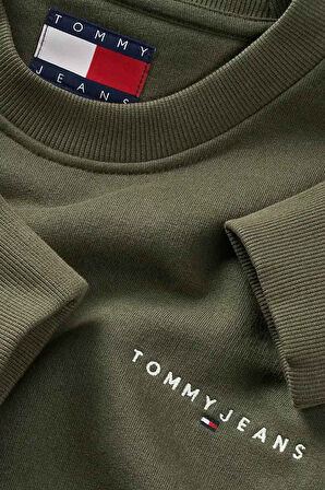 Erkek Tjm Logo Yuvarlak Yaka Sweatshirt - Yeşil | XS
