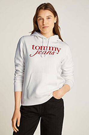 Kadın Tjw Reg Logo Kapüşonlu Sweatshirt - Ekru | XS