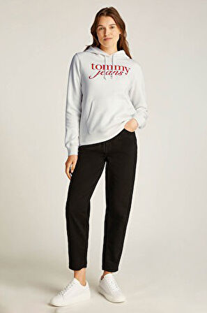 Kadın Tjw Reg Logo Kapüşonlu Sweatshirt - Ekru | XS