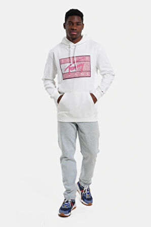 Tommy Hilfiger Logolu Erkek Beyaz Sweatshırt