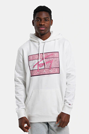 Tommy Hilfiger Logolu Erkek Beyaz Sweatshırt