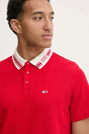 Tommy Hilfiger Erkek Kırmızı Regular Fit Polo Yaka T-Shirt