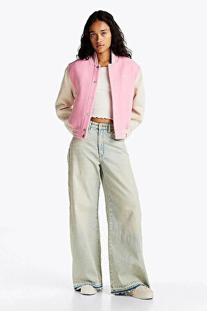 Tommy Hilfiger Kadın Pembe Bomber Ceket