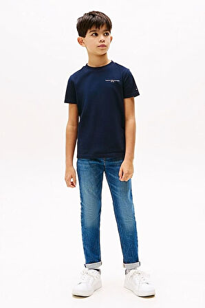 Unisex Çocuk Logo Baskılı Kısa Kollu T-Shirt – Lacivert | 12 Yaş