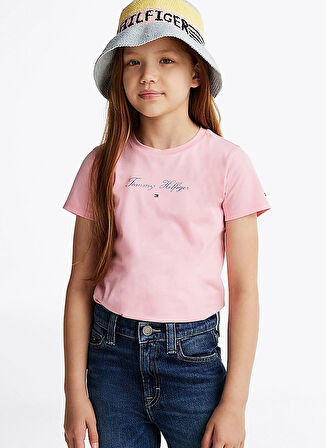 Tommy Hilfiger Baskılı Pembe Kadın T-Shirt KG0KG08298TPF