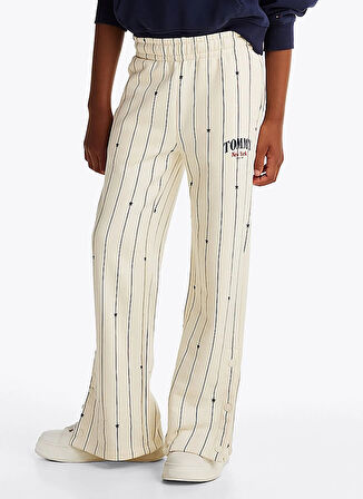 Tommy Hilfiger Geniş Paça Ekru Kız Çocuk Eşofman Altı KG0KG083060FA