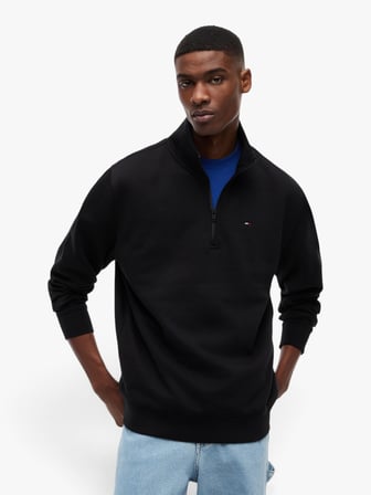 TJM REG FLEECE QZ MOCK NCK EXT Erkek Siyah Sweatshirt - DM0DM20339