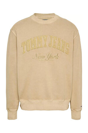 Erkek Tjm Rlx Vintage Varsity Crew Sweatshirt - Bej | M