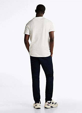 Tommy Jeans Bisiklet Yaka Ekru Erkek T-Shirt DM0DM20362YBL TJM SLIM VRSITY POP