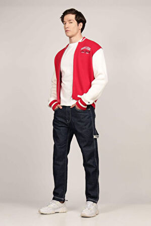 Erkek Tjm Baseball Hırka - Kırmızı | S