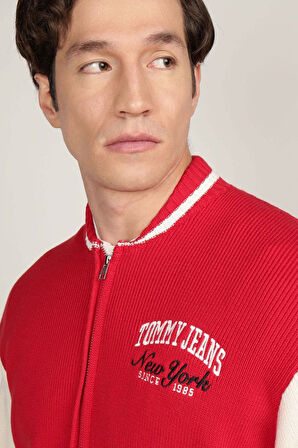 Erkek Tjm Baseball Hırka - Kırmızı | S