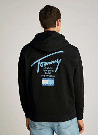 Tommy Jeans Fermuarlı Yaka Siyah Erkek Sweatshırt DM0DM21101BDS TJM REG SIG TWIST ZIP