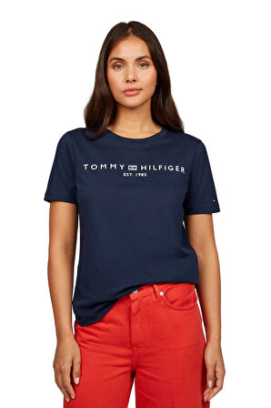 Kadın Logo Yazı T-Shirt - Lacivert | M