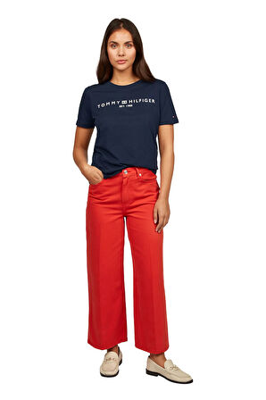 Kadın Logo Yazı T-Shirt - Lacivert | M