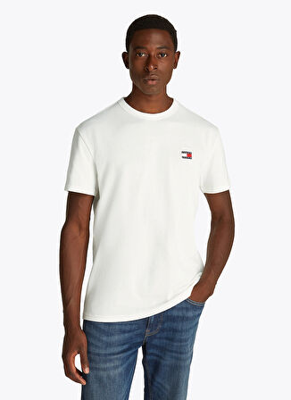 Tommy Hilfiger Bisiklet Yaka Ekru Erkek T-Shirt DM0DM20322YBL TJM REG BADGE TEE EXT