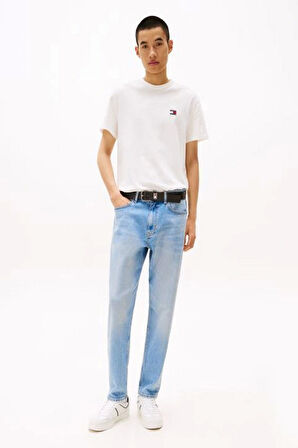 Tommy Jeans Erkek  Beyaz  Badge Crew Yaka T-Shirt
