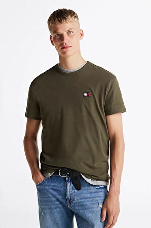 Erkek Badge Crew T-Shirt - Yeşil | XS