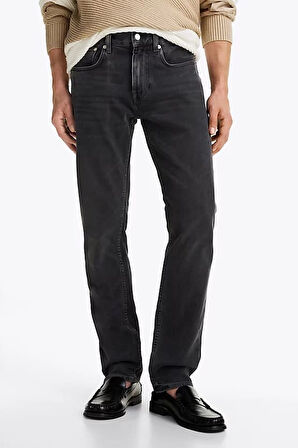 Erkek Denton Düz Paça Kot Pantolon - Siyah | 34/32